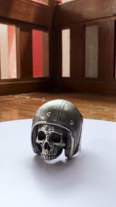 Pewterland Ringskull Bosozokurider Cincin Tengkorak 3D Bahan Logam Timah Pria dan Wanita