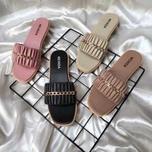Olivia05 Sandal Wanita Nevada Slop Kerut Kekinian Terbaru 2023 Sendal Teplek Perempuan Matahari