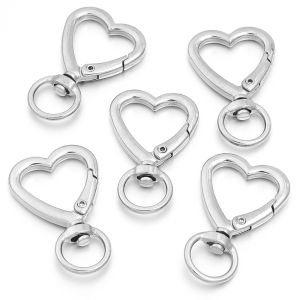 5Pcs Alloy Heart Lobster Claw Clasps Swivel Lanyards Spring Snap Hooks Buckles For Jewelry Making DIY Bags Keychains Key Rings