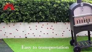 เตาถ่านอบพิซซ่า 2ชั้นสแตนเลสมีล้อลาก เตาอบพิซซ่า ย่างบาร์บีคิว เตาย่างพิซซ่ากลางแจ้งแบบพกพา