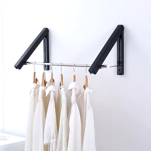 【VIDKHSY Store】Foldable Clothes Hanger Wall Mounted - Space Saving Clothes Drying Rack Single Rail Instant Fold Heavy Duty