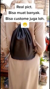 (1 PCS) Tas Spunbond Serut Polos Pria Wanita 100 GSM Drawstring Bag Ransel Tas Sekolah