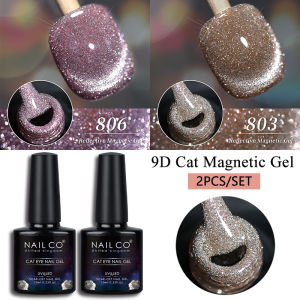 NAILCO 2pcs/Set Cat Eye Gel polishes Transparent Crystal Magnetic Nail Polish UV Gel Nail Art Vernis Soak Semi Permanent Varnish
