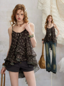 unifree | Áo Chiffon In Hoa Dây Đeo Mảnh