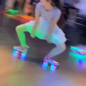 OFOPL Adult Roller Skates Double Row PU Flash Wheels Cowhide Leather for Outdoor and Indoor Skating
