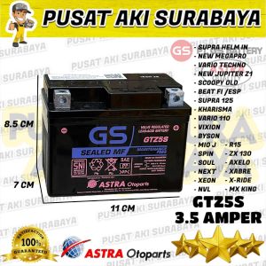 GARANSI ORIGINAL GS ASTRA GTZ5S ACCU KERING MF ASPIRA OTOPARTS AKI MOTOR BEAT VIXION XEON MIO VERZA BYSON SOUL GT M3 JUPITER MTZ5S YTZ5S YTZ4V DTZ5S