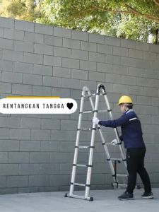 tangga lipat / Tangga Teleskopik 3.8/5/6.2M Double Telescopic Ladder 5.4 Meter Aluminium Alloy Tangga lurus