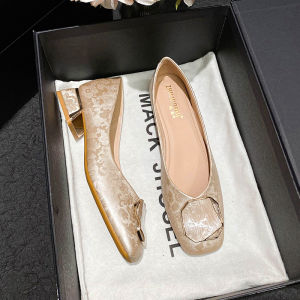 French Style mid Heel Slip-On Womens Shoes Matching Skirts Chunky Heel Fashionable Elegant Large Size for Young Women