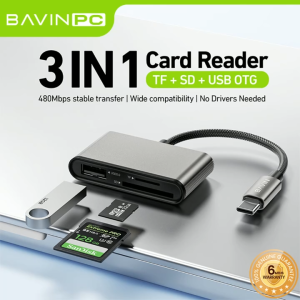 BAVIN O88 OTG 3-in-1 Card Reader Adapter for USB / TF / SD Card w/480Mbps Data Transfer for Smartphones Laptop & Camera