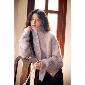 Áo Sweater Cổ Cao Màu Tím Phong Cách Thư Giãn