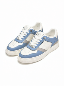 Rare | Blue and White Leather Stitching Mens Casual Shoes