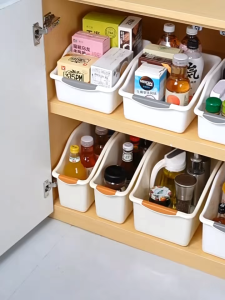 Multi Functional Storage Box with wheels Snack Storage Basket for Kitchen Cabinet Cookware Organizer