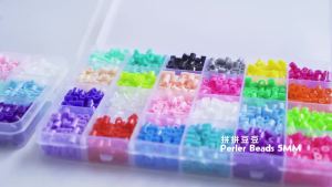 11000pcs Fuse Beads Kit for Boys and Girls 24 Colors 5mm and 2.6mm Melting Beads Set Including Pegboards Ironing Paper Tweezers Colorful Hooks for Kids Gift