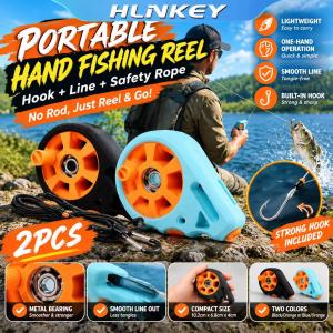 Hlinkey 1/2 chiếc bánh Xe tay quay mini Ống cuộn dây câu bỏ túi nhỏ gọn cuộn dây không trục cầm tay nhẹ 10.2x6.8x4cm có dây buộc cho người câu cá ngoài trời cắm trại du lịch