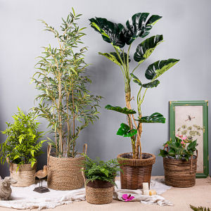 ถ้วยดอกไม้จันทน์ใบไม้พันกันแบบถือได้ทำจากใบไม้ พื้นผิวแบบธรรมชาติ ขนาดใหญ่ สำหรับตกแต่งบ้าน สไตล์โมเดิร์น