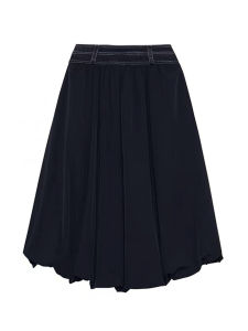 High Waist Fluffy Denim Half Skirt for Women Black Color Block Spring Season Versatile mid Length Bouffant Skirt