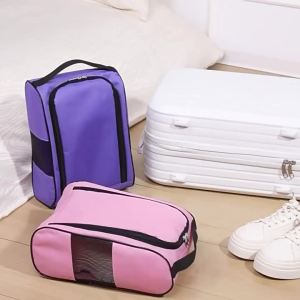 [L] Portable Golf Shoe Bag Oxford Cloth Shoe Carrier Bags Breathable Lightweight Golf Handbag Dustproof Football Tennis Shoe Bag