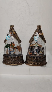 8019 l 8020 Snow Globe Nativity Scene with Angel Figurine and Glitter Base Decor