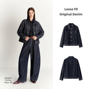 Semir | Retro Loose Turn-down Collar Jean Jacket 2026 New