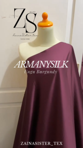 1/2 meter Kain Satin Armaani Armany Silk Polos Premium Warna Burgundy
