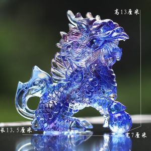 Coloured Glaze Unicorn Decorations a Pair Ornaments Xiangrui Kirin Home Feng Shui Housewarming Gifts