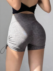 OMG MINUTE | High Waist Drawstring Peach Lifting Tight Yoga Shorts