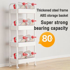 3/4 layers rack organizer Black&White Kitchen Storage Shelf Bathroom  organizer with wheels trolley organizer cart shelf organizer rack baby organizer storage rack trolly organizer rack trolley rack organizer trolley cart for baby