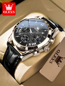 OLEVS | Đồng Hồ Nam Đa Chức Năng Dây Da Bò Chống Thấm Nước Hiệu Ứng Phát Sáng 2876