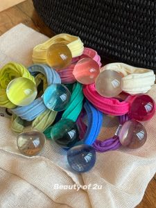 ยางรัดผมอะคริลิกสีสันสดใส B2U INS Dopamine Candy Ball รัดผมแฟชั่นสไตล์เกาหลี ยางรัดผมสำหรับผู้หญิง