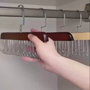 Multi-Tier 8-Hook Organizer Hanger for Bra - Wooden and Metal Clothes Hanger - Space-Saving Design for Efficient Closet Organization - Fits All Your Hanging Needs