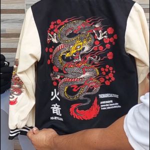 Varsity Jaket Baseball Anak Motif Naga Yakuza Jepang Usia 7-15 Tahun Laki Laki Perempuan Jaket Bomber Anak