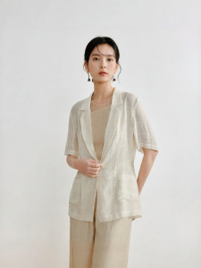 INMAN | Inman New Chinese Style Thin Linen Blouse Womens Summer New Fashion Small Suit Jacket Mall Same Style Short Sleeve Button Up