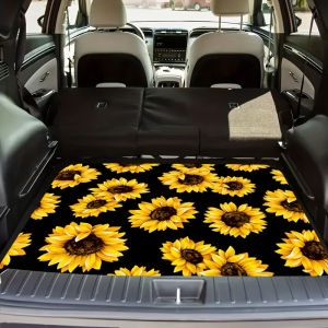 VIKAMA Yellow Sunflower Trunk Mat—Durable Non-Slip Universal-Fit Trunk Protector and Interior Decorative Mat