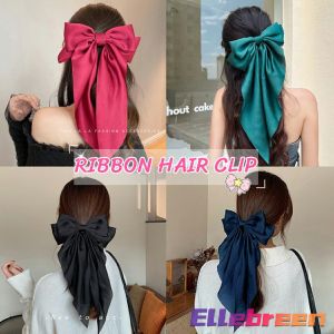 Hair Bow Hairpin Ribbon Elegant Long Hair Clip Korean Style