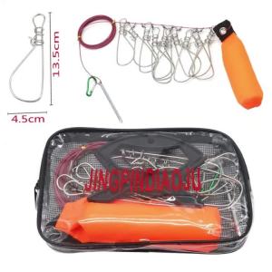 Metal Fishing Stringer Kit Live Fish Large Buckle Lock Holder with 10 Snaps Fishing Tools