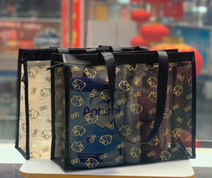 Urban Abu ขนาดใหญ่ความจุการ์ตูน Kiti Hollow โปร่งใสตาข่ายกระเป๋าชายหาด Bath แพคเกจ MOM กระเป๋าแต่งหน้า