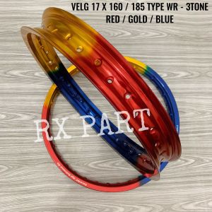 VELG / PELEK RING 17 X 160 / 185 TYPE WR - 3TONE UNTUK MOGE  BEBEK SERTA MATIC ( RED / GOLD / BLUE ) Barang sesuai dengan yg ada di foto