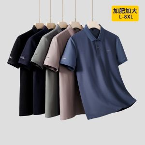 Oversized Summer Lapels Polo Shirt Mens Short Sleeve Casual 100% Mercerized Cotton Half Sleeve T-shirt Mens plus Size T