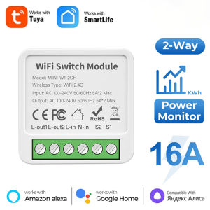16A Tuya WiFi Mini Smart DIY Switch 2 Way Control Smart Life Relay Automation Breaker Works With Alexa Google Smart Home Yandex