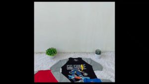 Kaos Anak Tangan 3/4 Merek Chan`s 1-10 Tahun Motif Go Skate