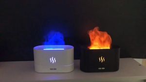 SG Stock 180ml Flame Air Humidifier Aroma Diffuser Aromatherapy Flame Fire Air Humidifier Aroma Diffuser Ultrasonic Humidifier Oil Diffuser Room Fragrance Smart Timing LED Night 香薰精油火焰加湿器