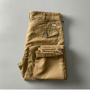 Quần Ống Đứng Dày Màu Xanh Lá Cây Cổ Điển Quần Ống Đứng Cotton Nguyên Chất Rộng Rãi Quần Dài Thường Ngày Mùa Thu Đông Chống Mài Mòn