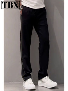 High-End Fleece-Lined Thickened Mens Sweatpants Spring Autumn Winter New Casual Straight Leg Wide Leg Sports Pants