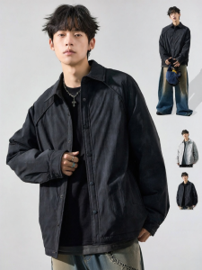 SZON | Men Japanese Style Casual Duck Down 90% Warm Loose Turn-Down Collar Jacket