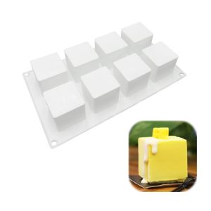 8-Piece Rubiks Cube Cube Mousse Silicone Mold Sand Blasting Surface Baking Mold French Dessert Cake Mold
