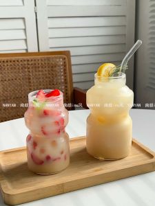 Trendy Creative Lactic Acid Bacteria Glass Water Cup High Borosilicate Heat Resistant Milk Juice Fruit Tea Cold Drink Cup