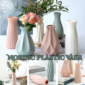 Nordic Plastic Vase: Home & Office Flower Pot Basket Decoration Ornament
