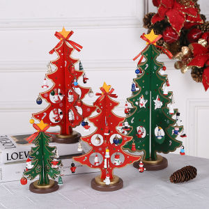 Christmas Tree Childrens Handmade DIY Stereo Wooden Christmas Tree Scene Layout Christmas Decorations Ornaments Pendant