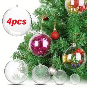 1/4ชิ้นลูกบอลใสคริสต์มาสพลาสติกต้นคริสต์มาสแขวน DIY จี้ลูกบอลเปล่ากล่องเครื่องประดับตกแต่งของขวัญแต่งงานของขวัญงานเลี้ยงคริสมาสต์ในบ้านตกแต่ง5/6/8/10ซม.