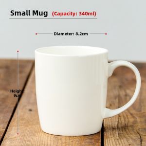 Pure White Bone China Ceramic Cup Creative Office Coffee Drinking Cup Milk Cup Small Mark Cup European Style Handle Cup